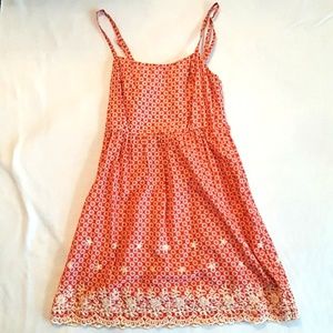 Floral Orange Summer Scallop Dress